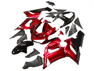 Carénages Moto Kawasaki ZX6R 2005-2006 - Rouge Noir Abordables