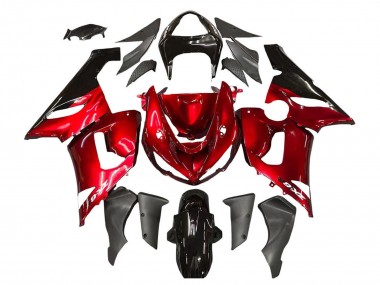 Carénages Moto Kawasaki ZX6R 2005-2006 - Rouge Noir Abordables