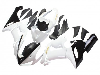 Carénages Moto Kawasaki ZX6R 2005-2006 - Blanc Noir Or Ninja Abordables