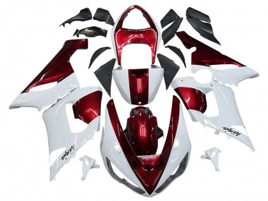 Carénages Moto Kawasaki ZX6R 2005-2006 - Blanc Rouge Abordables