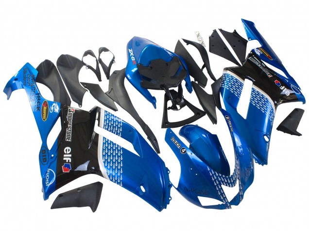 Carénages Moto Kawasaki ZX6R 2007-2008 - Noir Bleu Elf