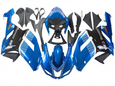 Carénages Moto Kawasaki ZX6R 2007-2008 - Noir Bleu Elf Abordables
