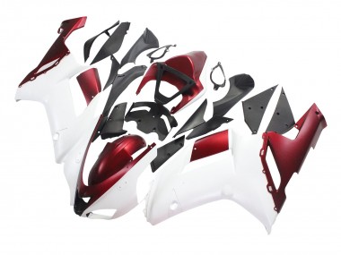 Carénage Moto Kawasaki ZX6R 2007-2008 - Blanc Rouge Abordables