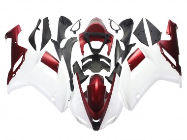 Carénage Moto Kawasaki ZX6R 2007-2008 - Blanc Rouge Abordables