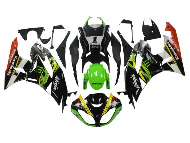 Carénages Moto Kawasaki ZX6R 2009-2012 - Vert Noir Brillant Jaune Blanc Rouge Elf Monstre Abordables