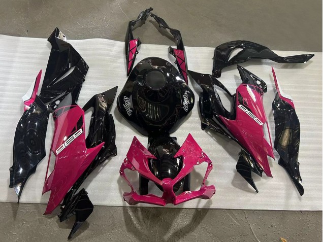 Carénages Moto Kawasaki ZX6R 2019-2022 - Noir Brillant Rose Ninja