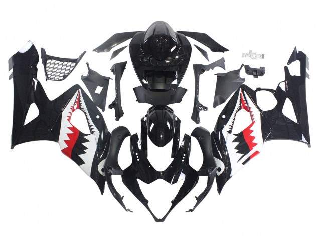 Carénages Moto Suzuki GSXR 1000 2005-2006 - Noir Brillant Rouge Blanc Requin