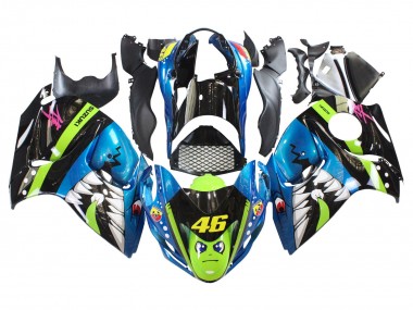 Carénages Moto Suzuki GSXR 1300 Hayabusa 2008-2020 - Bleu Vert Noir Requin 46 Abordables