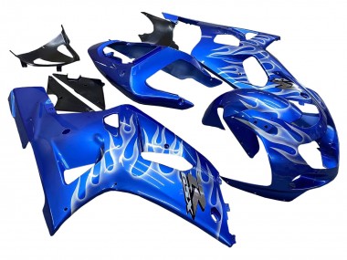 Carénages Moto Suzuki GSXR 600 / GSXR 750 2001-2003 - Bleu Blanc Flamme Abordables