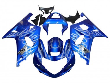 Carénages Moto Suzuki GSXR 600 / GSXR 750 2001-2003 - Bleu Blanc Flamme Abordables