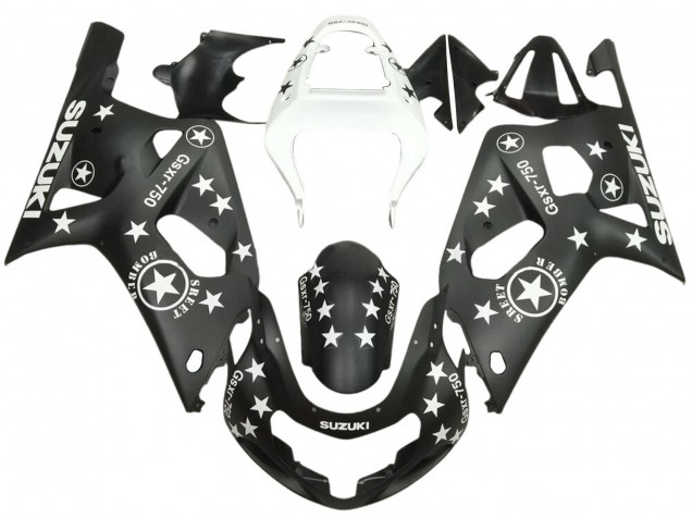 Carénages Moto Suzuki GSXR 600 / GSXR 750 2001-2003 - Noir Brillant Blanc Étoile