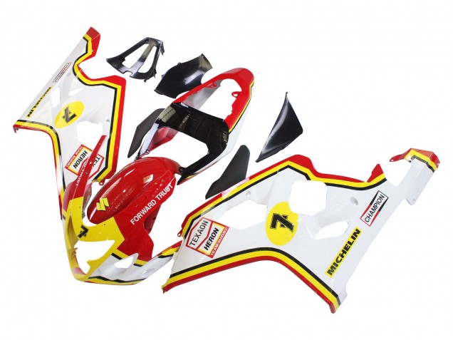 Carénages Moto Suzuki GSXR 600 / GSXR 750 2004-2005 - Blanc Rouge Jaune Michelin Texaon Heron 7