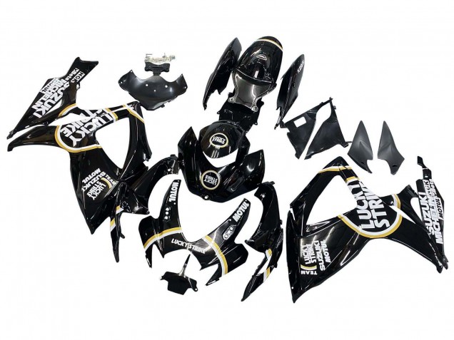 Carénages Moto Suzuki GSXR 600 / GSXR 750 2006-2007 - Noir Brillant Blanc Motul Lucky Strike
