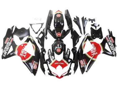 Carénages Moto Suzuki GSXR 600 / GSXR 750 2008-2010 - Noir Brillant Rouge Blanc Motul Lucky Strike Abordables