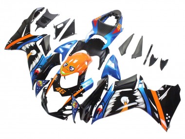 Carénages Moto Suzuki GSXR 600 / GSXR 750 2011-2024 - Bleu Clair Orange Noir Blanc Requin 46 Abordables