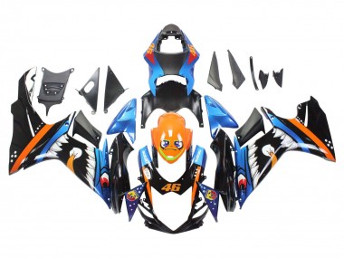 Carénages Moto Suzuki GSXR 600 / GSXR 750 2011-2024 - Bleu Clair Orange Noir Blanc Requin 46 Abordables