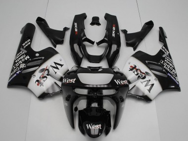 Carénages Moto Kawasaki ZX9R 1994-1997 - Noir Brillant Blanc West Abordables