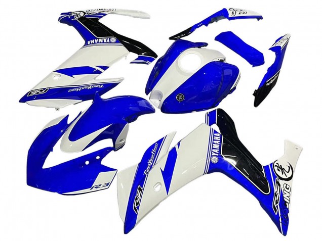 Carénages Moto Yamaha YZF R3/R25 2015-2018 - Blanc Bleu Noir Courses