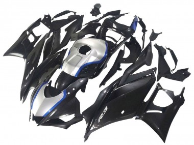 Carénages Moto Yamaha YZF R3/R25 2022-2024 - Noir Fibre de Carbone Style Argent Bleu Abordables