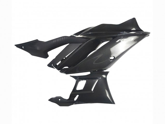 Carénages Moto Yamaha YZF R3/R25 2022-2024 - Noir Fibre de Carbone Style Argent Bleu