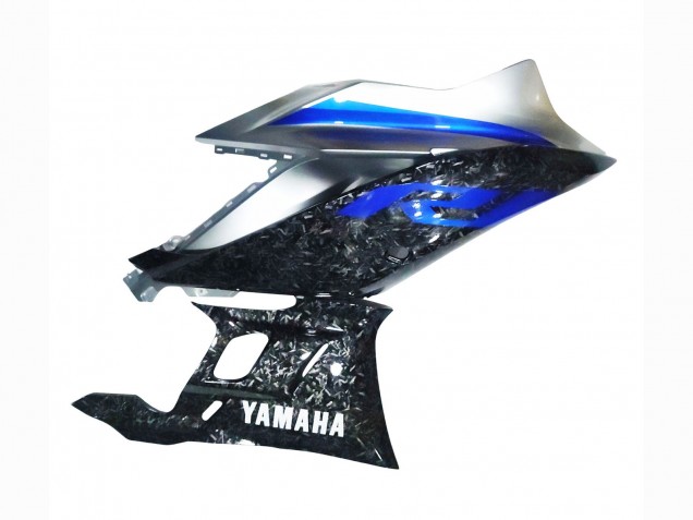 Carénages Moto Yamaha YZF R3/R25 2022-2024 - Marbre Noir Argent Bleu Fibre de Carbone Forgée Style