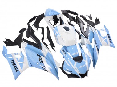 Carénages Moto Yamaha YZF R3/R25 2022-2024 - Blanc Bleu Clair Abordables
