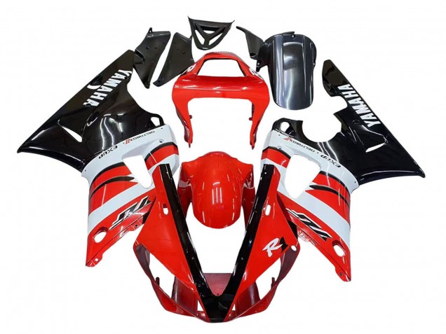 Carénages Moto Yamaha YZF 1000 R1 2000-2001 - Rouge Blanc Noir Brillant