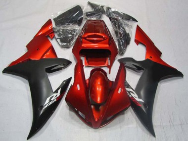 Carénages Moto Yamaha YZF 1000 R1 2002-2003 - Rouge Noir Mat Abordables