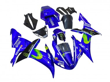 Carénages Moto Yamaha YZF 1000 R1 2002-2003 - Bleu Noir Vert MoviStar ENEOS Monstre Abordables