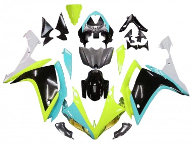 Carénages Moto Yamaha YZF 1000 R1 2007-2008 - Bleu Clair Vert Citron Noir Abordables