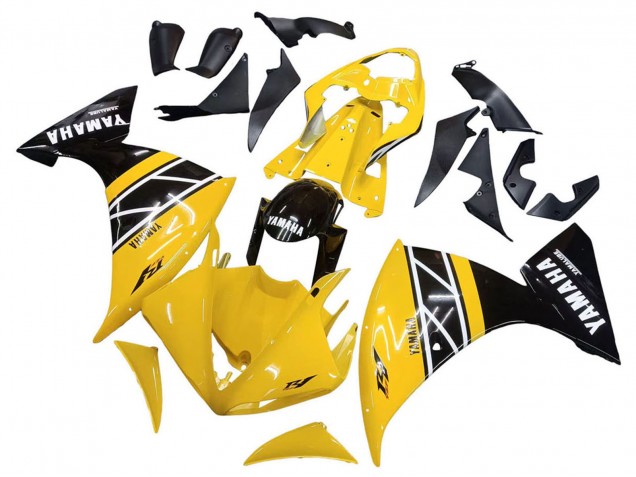 Kits Carénage Moto Yamaha YZF 1000 R1 2009-2011 - Jaune Blanc Noir Bande