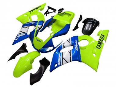 Carénages Moto Yamaha YZF 600 R6 1998-2002 - Vert Néon Bleu Blanc Champions Abordables