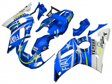 Carénages Moto Yamaha YZF 600 R6 1998-2002 - Blanc Bleu Jaune Néon Fiat Motul Michelin Abordables