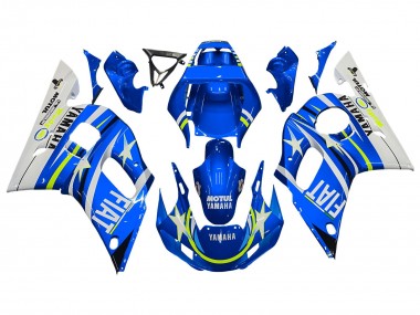 Carénages Moto Yamaha YZF 600 R6 1998-2002 - Blanc Bleu Jaune Néon Fiat Motul Michelin Abordables