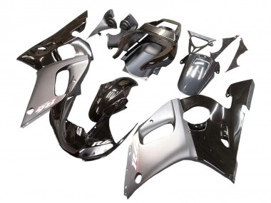 Carénages Moto Yamaha YZF 600 R6 1998-2002 - Argent Noir Brillant Abordables