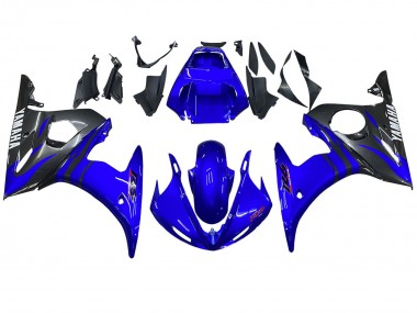 Carénages Moto Yamaha YZF R6 2003-2004 - Bleu Noir Brillant Abordables