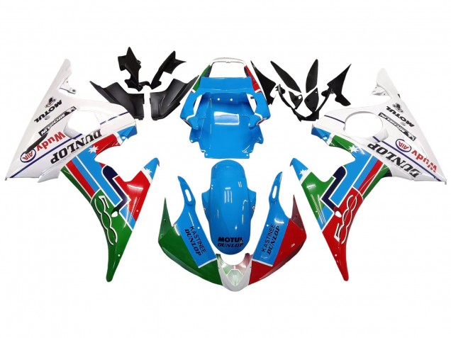 Carénages Moto Yamaha YZF R6 2003-2004 - Blanc Bleu Vert Rouge Kastinee Dunlop Motul