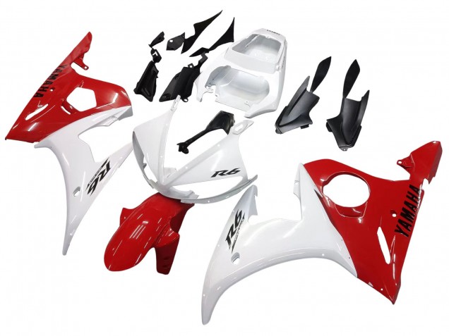 Carénages Moto Yamaha YZF R6 2003-2004 - Blanc Rouge