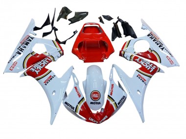 Carénages Moto Yamaha YZF R6 2003-2004 - Blanc Rouge Lucky Strike Motul Abordables