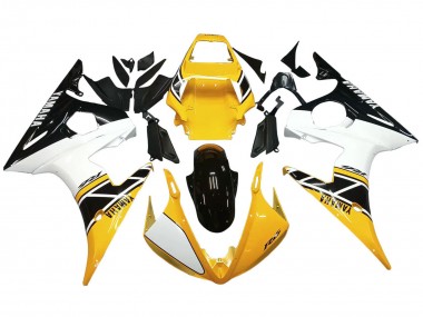 Carénages Moto Yamaha YZF R6S 2006-2009 - Jaune Blanc Noir Brillant Abordables