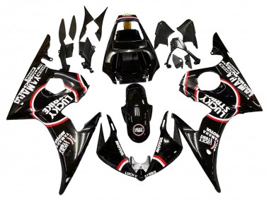 Carénages Moto Yamaha YZF R6 2003-2004 - Noir Brillant Rouge Blanc Lucky Strike Motul Abordables