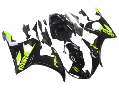 Carénages Moto Yamaha YZF R6 2003-2004 - Noir Brillant Jaune Néon Abordables