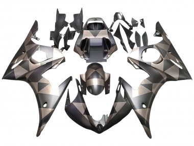 Carénages Moto Yamaha YZF R6 2003-2004 - Gris Noir Mat Geometric Abordables