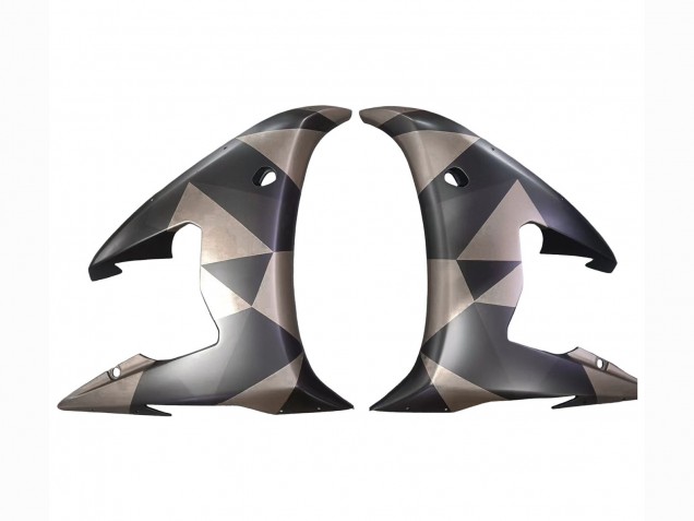 Carénages Moto Yamaha YZF R6S 2006-2009 - Gris Noir Mat Geometric