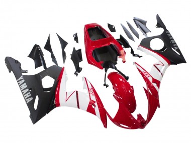 Carénages Moto Yamaha YZF R6 2003-2004 - Rouge Blanc Noir Mat Abordables