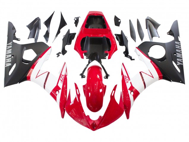 Carénages Moto Yamaha YZF R6 2003-2004 - Rouge Blanc Noir Mat