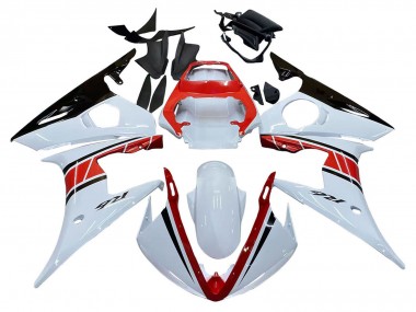 Carénages Moto Yamaha YZF R6 2003-2004 - Blanc Rouge Noir Brillant Abordables