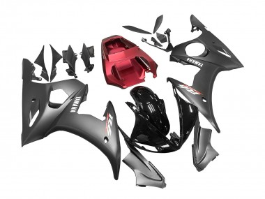Carénages Moto Yamaha YZF R6 2003-2004 - Rouge Noir Brillant Noir Mat Abordables