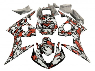 Carénages Moto Yamaha YZF R6 2003-2004 - Noir Rouge Gris Camouflage Abordables