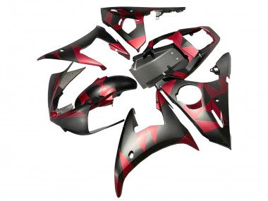 Carénages Moto Yamaha YZF 600 R6 2005 - Noir Mat Rouge Geometric Abordables